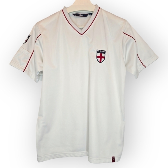 JJ SPORT England Soccer Retro Jersey Top Men's Small St George‎ Cross White Red - Picture 1 of 12